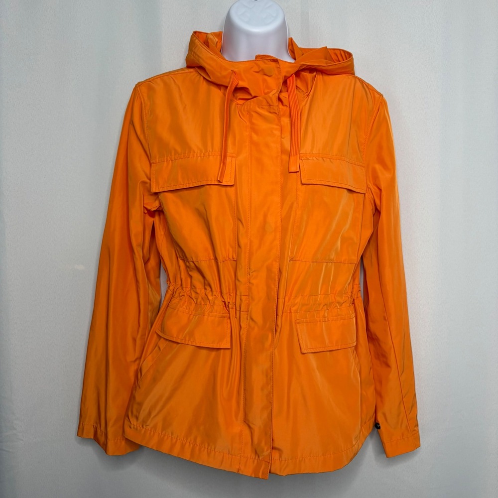 Banana Republic Womens Orange Hooded‎ Utility Anorak Jacket Size S Mesh Lined
